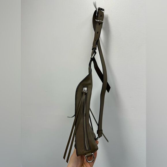 Rag & Bone Elliot Sling Pack Taupe Green Leather Zebra Pony Hair - Picture 4 of 14